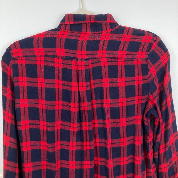 Banana Republic Womens S Dillon Blue & Red Plaid Shirt Cabin Grunge Gorpcore - Picture 10 of 11